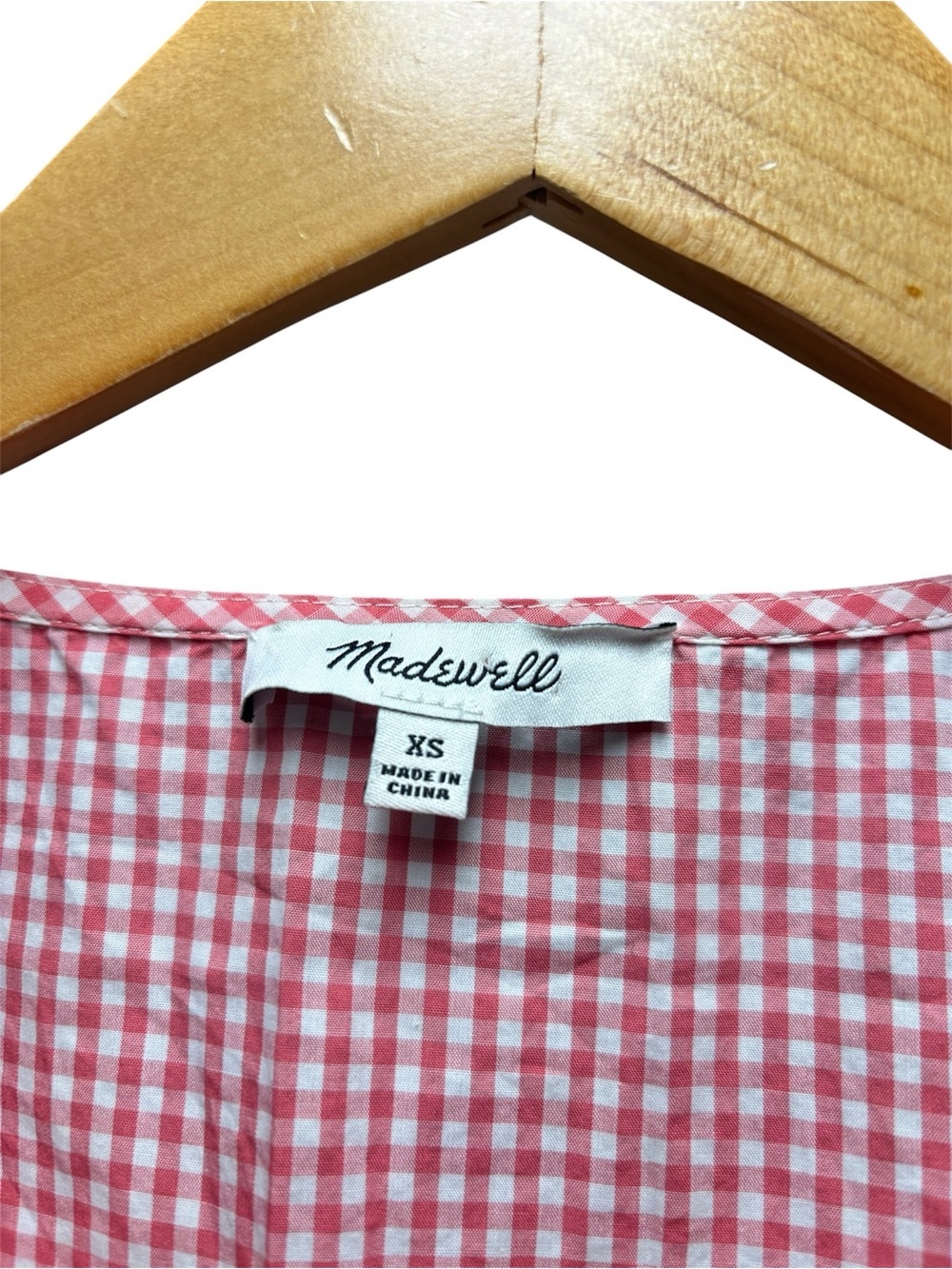 Madewell Red White gingham embroidered 100% cotton tank size XS - Picture 4 of 8